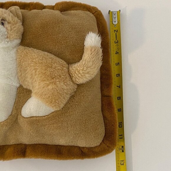 JAAG Plush 3D Cat Kitten Pillow Stuffed Animal Toy 12" Square Brown White - Picture 6 of 7